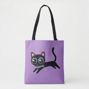 Cute Kitty Cat with Fish Tote Bag