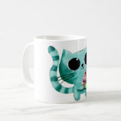 Cute Kitty Cat with Kawaii Cupcake Coffee Mug (Front Left)