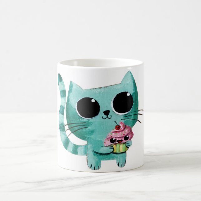 Cute Kitty Cat with Kawaii Cupcake Coffee Mug (Center)