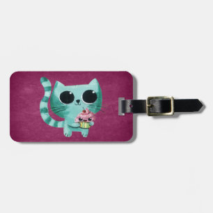 Cute Kitty Cat with Kawaii Cupcake Luggage Tag