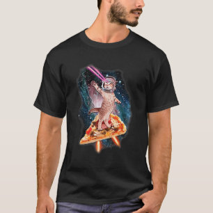 Cute Kitty Cat With Laser Beam Eyes Galaxy Flying T-Shirt