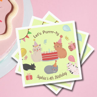 Cute Kitty Cats Kid's Birthday Party Napkin