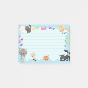 Cute Kitty Cats Pawprints Baby Light Blue Post-it Notes