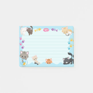 Cute Kitty Cats Pawprints Baby Light Blue Post-it Notes