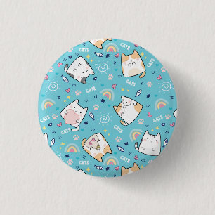 Cute Kitty Cats Whimsical Pattern 3 Cm Round Badge