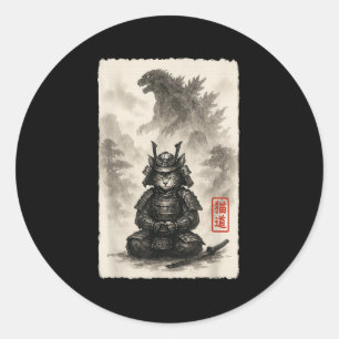 Cute Kitty Catzilla Angry Kaiju Anime Cat Monster Classic Round Sticker
