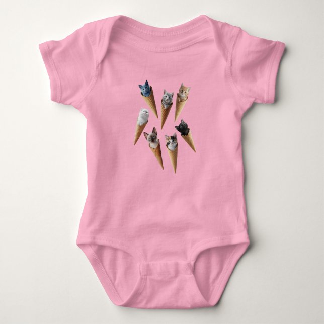 Cute Kitty Cones  Baby Bodysuit (Front)