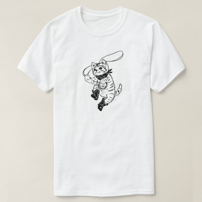 Cute Kitty Cowboy T-Shirt (Design Front)