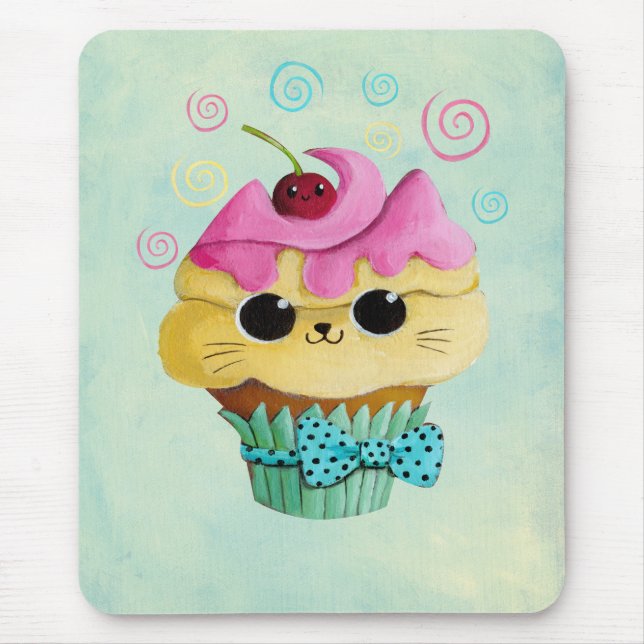 Cute Kitty Cupcake Mouse Pad (Front)