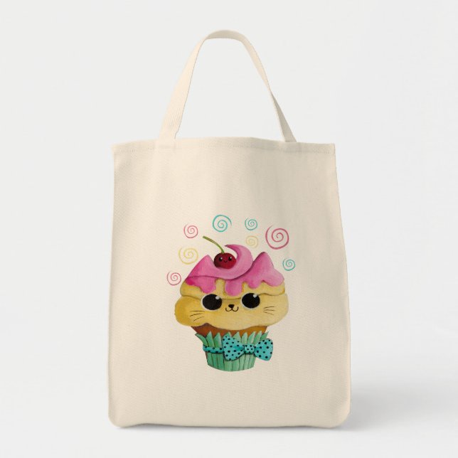 Cute Kitty Cupcake Tote Bag (Front)