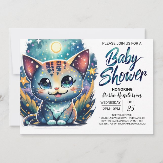 Cute Kitty Digital Baby Shower Invitation (Front)