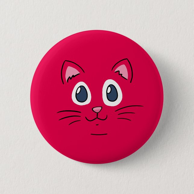 Cute Kitty Face 6 Cm Round Badge (Front)