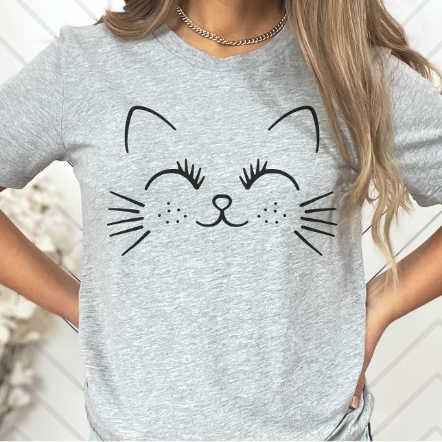 Cute Kitty Face Minimalist T-shirt, Cat Lover  T-Shirt (Creator Uploaded)