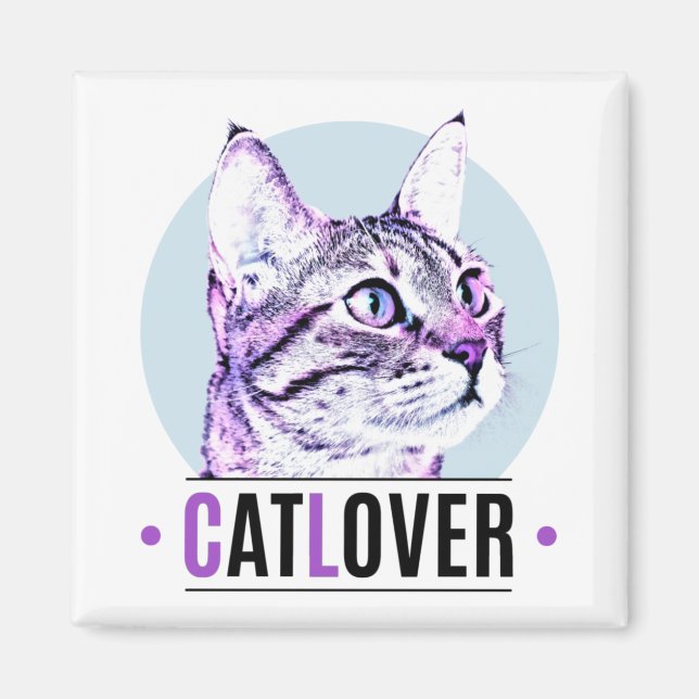 Cute Kitty Face Pink and Black Cat Lover Magnet (Front)