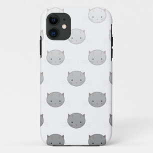 Cute Kitty Faces in Black White Grey iPhone 11 Case
