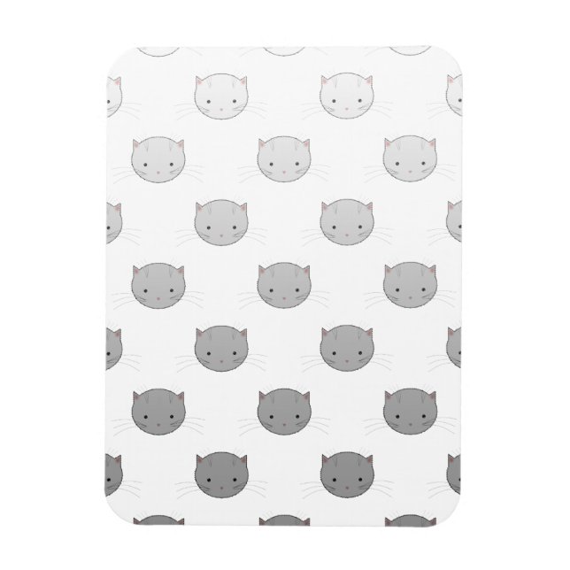 Cute Kitty Faces in Black White Grey Magnet (Vertical)