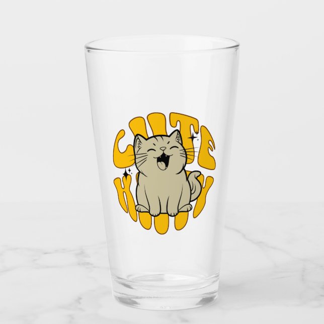 Cute Kitty Glass Cup (Front)
