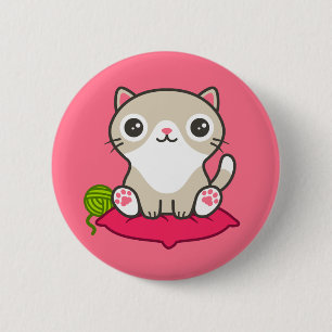 Cute Kitty Illustration 6 Cm Round Badge