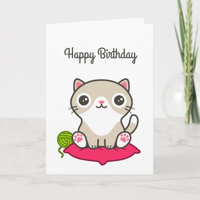 Cute Kitty Illustration Card (Front)