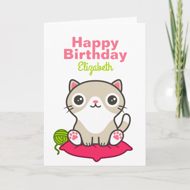 Cute Kitty Illustration Card (Front)