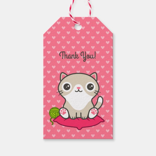 Cute Kitty Illustration Gift Tags (Front)