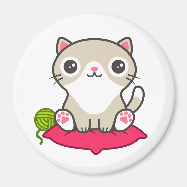 Cute Kitty Illustration Magnet (Front)