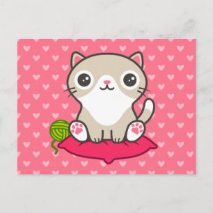 Cute Kitty Illustration Postcard