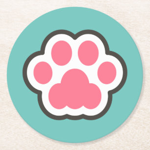 Cute Kitty Illustration Round Paper Coaster