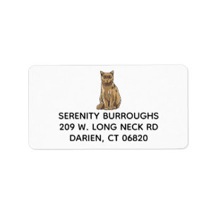 Cute Kitty Kitten Cartoon Brown Cat Label