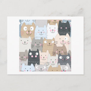 Cute kitty kitten cat blue grey pattern postcard