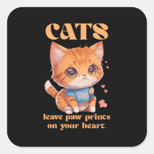 cute kitty love square sticker
