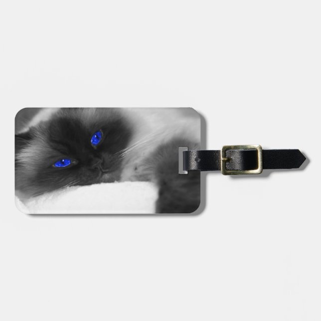 cute kitty luggage tag (Front Horizontal)