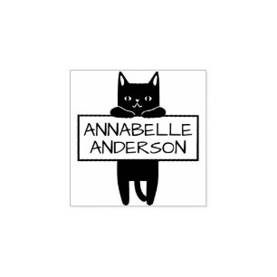 Cute Kitty Personalise Rubber Stamp