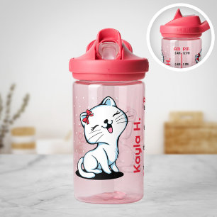 Cute Kitty Personalised Water Bottle with Timeline