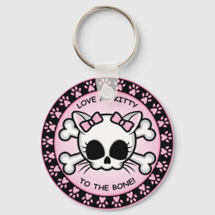 Cute Kitty Skull Key Ring