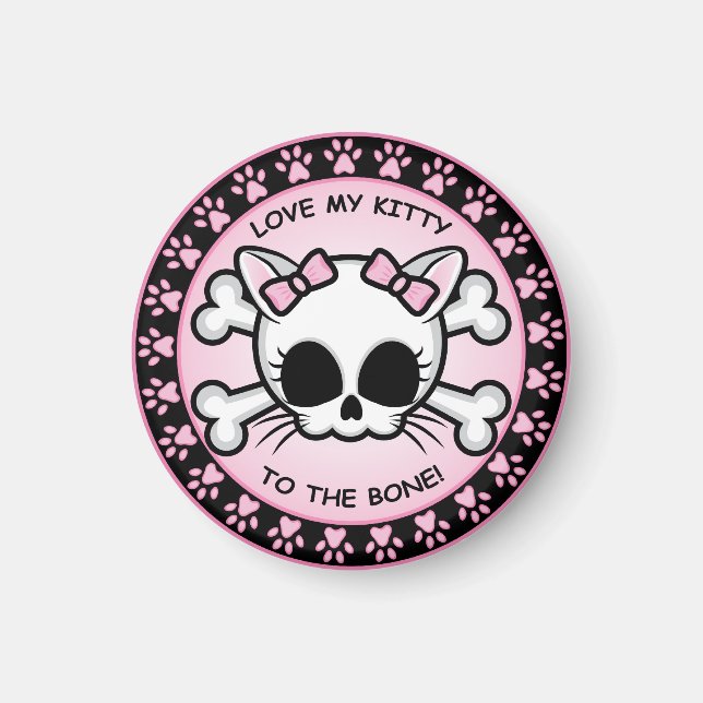 Cute Kitty Skull Magnet (Front)