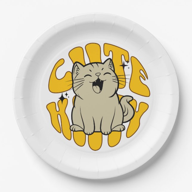 CUTE KITTY Small, 3.2 cm (1.25") Paper Plate (Front)