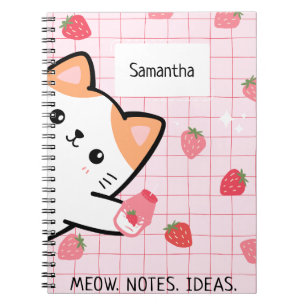 Cute Kitty Strawberry Notebook
