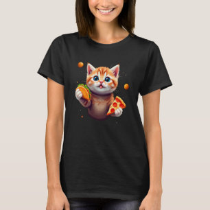 Cute Kitty Taco Pizza Lover Space Tee Kitten Lover