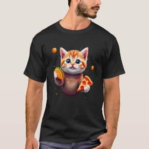 Cute Kitty Taco Pizza Lover Space Tee Kitten Lover