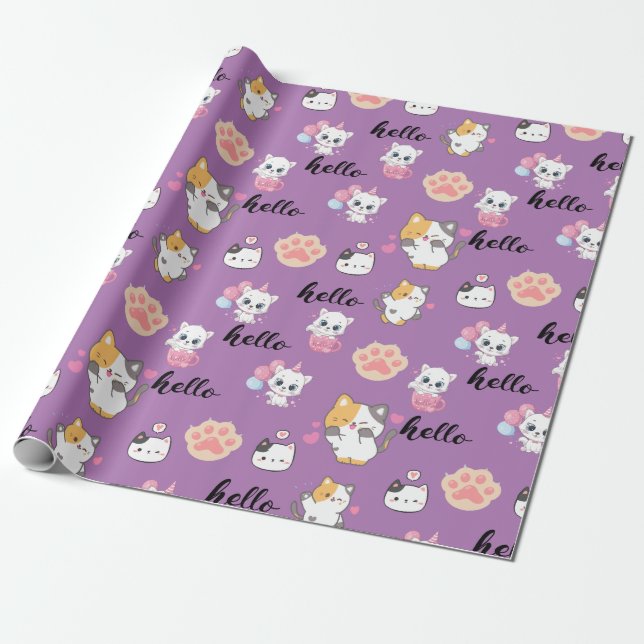 Cute kitty wrapping paper (Unrolled)