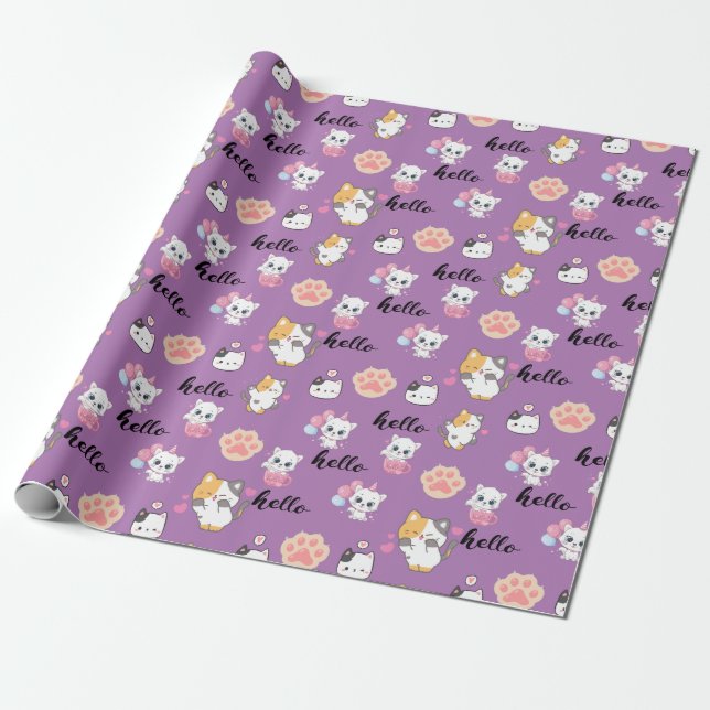  Cute kitty Wrapping Paper (Unrolled)