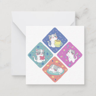 Cute Kitty's Busy Day Illustration Card