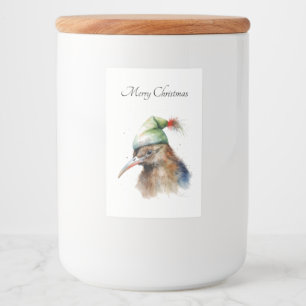 Cute Kiwi Bird in Christmas Elf Hat, custom Food Label
