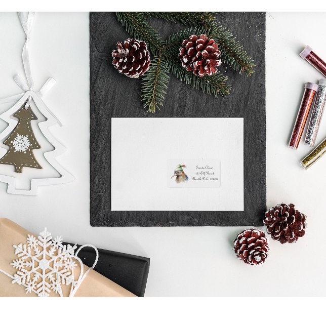 Cute Kiwi Bird in Christmas Elf Hat, custom Label (Creator Uploaded)