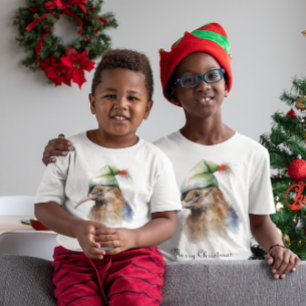 Cute Kiwi Bird in Christmas Elf Hat, custom T-Shirt