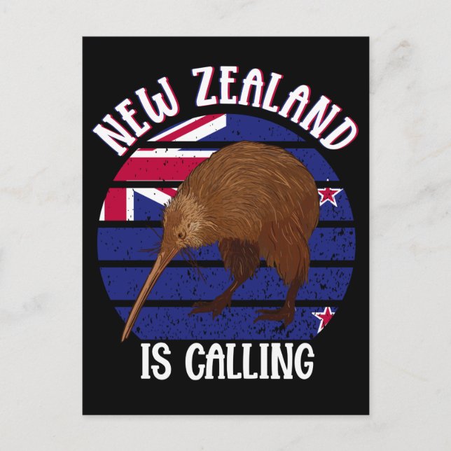 Cute Kiwi Bird New Zealand Travel Postcard (Front)