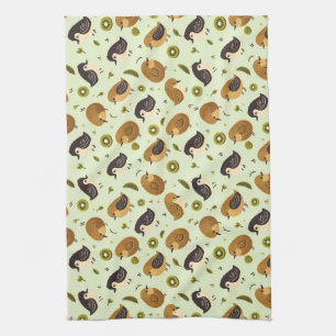 Cute Kiwi Birds Pattern Tea Towel