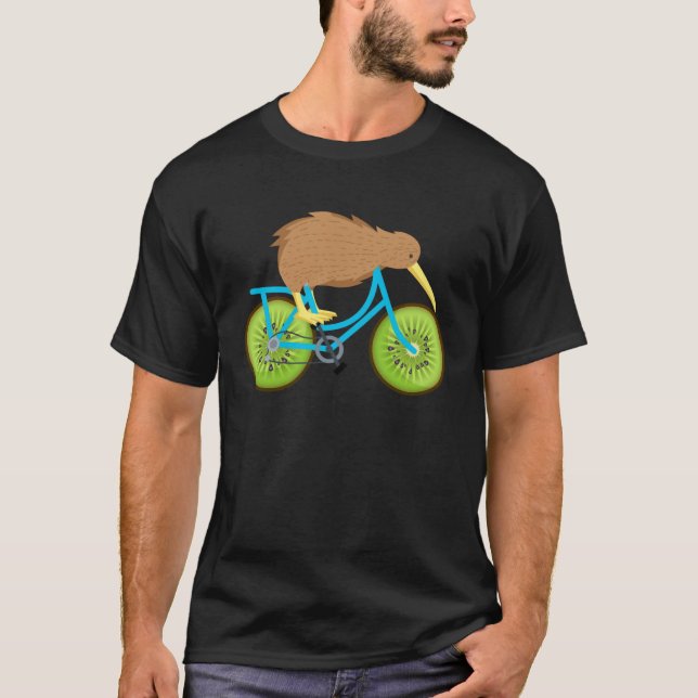 Cute Kiwi On Bicycle Kiwi Cycling Team Biking Cycl T-Shirt (Front)