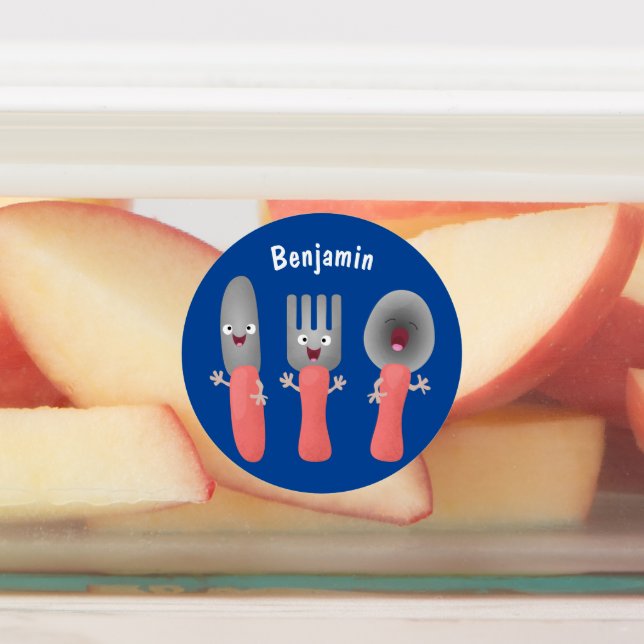 Cute knife fork and spoon cutlery cartoon (Affixed)